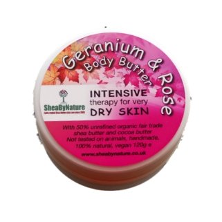 K&ouml;rperbutter aus Sheabutter mit Geranie und Rose, 120g von SheaByNature- Geranium and Rose Preisvergleich
