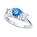 3 Diamond Anniversary Ring 2 ct. in 14K White Gold with Blue Center Diamond
