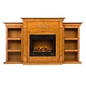 Thompson Electric Fireplace with Bookcases - Plantation Oak