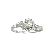 14K White Gold 0.01 ct. Diamond and 5 x 3 MM Pearl Ring
