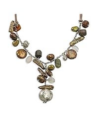 Ss Jasper, Moonstone, Unakite, Hessonite Fw Cult Pearl Necklace