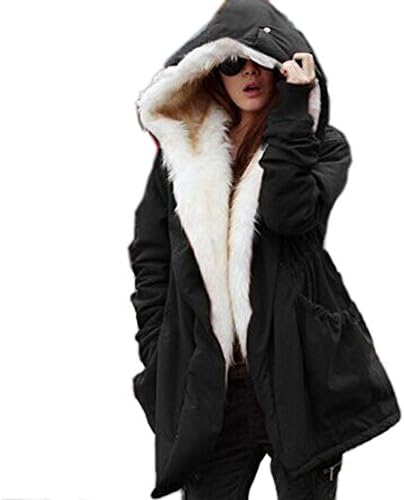 YUTRENDS Women's Winter Warm Dress Coat Long Hooded Cotton-Padded Trench Coat Parkas
