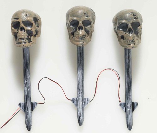 3 Solar Light-Up Lawn Stakes Halloween Prop Decoration