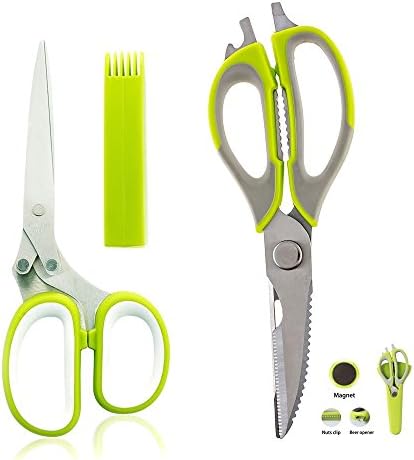 Ghaziman Multipurpose Kitchen Shear,Pack of 2,Kitchen Gadget Herb Scissors and Premium Multi Purpose Function Scissors,Suitable for Kitchen, Herbs, Nut Cracker, Bottle Opener and so on
