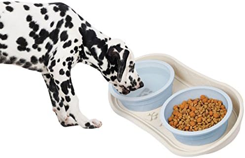 HomeTek USA Paw Print Non Slip Pet Bowl Tray, Large