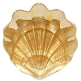 Bottom Surface Painted Glass Amber Color Scallop Shell Medium Plate 11.75 D by Traders and Company