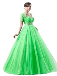 Short Sleeves Sweetheart Floor Length Beaded Lace-Up  Satin/Tulle  Ball Gown Quinceanera Dress 