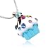 Small Crystal Blue Cupcake Birthday Pendant Necklace