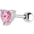 16 Gauge 5mm Pink CZ Heart Cartilage Tragus Earring