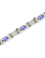 14K White Gold Oval Tanzanite and Diamond Bracelet
