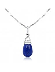 Lapis Lazuli Gemstone and Diamond Accent Drop Pendant
