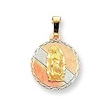 14k & Rhodium Our Lady of Guadalupe Medal Pendant