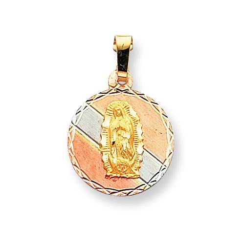 14k & Rhodium Our Lady of Guadalupe Medal Pendant