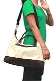 Otium 20801WT 100% Cotton Canvas Top Handle Satchel Cross Body HandBags,Off White