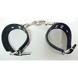 Black Leather Wrist Ankle Restraints Fetish Cuffs Pair