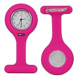 TRIXES Nurses Dark Pink Gel Silicone Plastic Pocket Brooch Fob Watch New