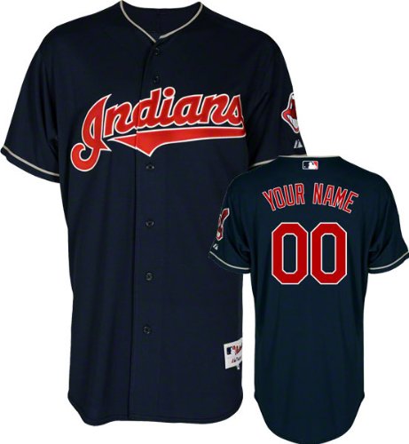 Cleveland Indians Majestic -Personalized With Your Name- Alternate Navy Authentic Jersey