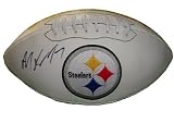 Mike Wallace Autographed Pittsburgh Steelers Logo Football, Proof Photo of Mike Signing for Us.