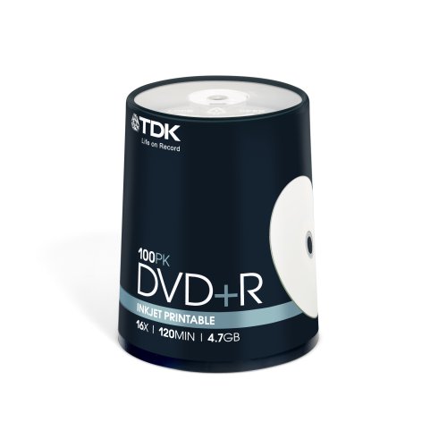TDK DVD+R 16x Printable 100pc Cakebox (T19920) 