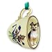 German Shepherd Green Holiday Tea Cup Dog Ornament - Tan & Black