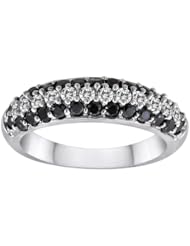 10k White Gold Black and White Diamond Ring (1 cttw, H-I Color, I2-I3 Clarity)