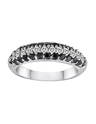 10k White Gold Black and White Diamond Ring (1 cttw, H-I Color, I2-I3 Clarity)