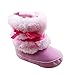 Baby Infant Bowknot Boots Soft Crib Shoes Toddler Warm Fleece Prewalker, Pink, 0-6M