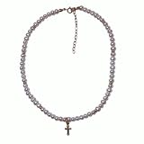 Childrens Pearl Cross Necklace High Luster White A Grade Pearls and 14K Gold Fill Adjustable Length
