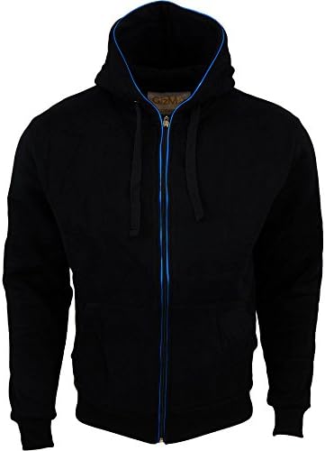 Gizmo Accessories EL LED Light Up Hoodie Slim Fitted (Men's X-Small / Women's Small, Black / Blue)
