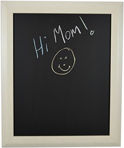 Decorative Words 18" x 24" Chalk Board framed in 2" Whitewash Natural wood frame with contemporary design, Sawtooth hanger is attached for easy hanging