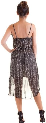 Dazly Women's Dotted Flowy Layering Tunic Top Dress Black M