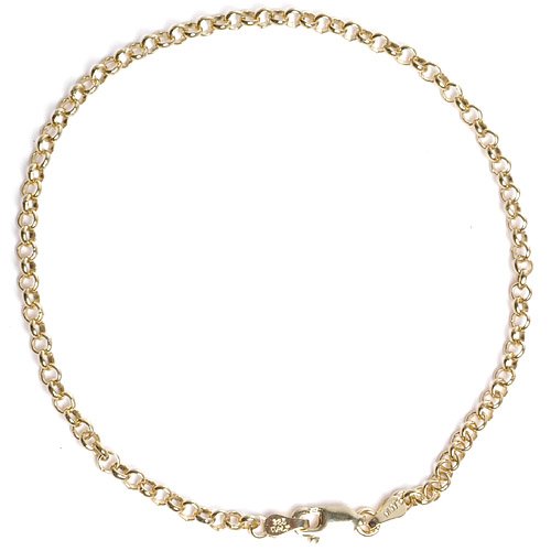 18kt Gold Over Sterling Silver .030 Rolo Chain Anklet 9in