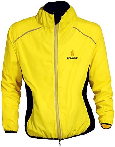 Outdoor Manager-Bicycle Cycling Jacket Jersey Wind Coat Long Sleeve Comfortable Breathable Yellow XXXL
