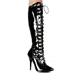 Pleaser Boots Women's SEDUCE-2024 5" D-ring Lace-Up Stretch Knee Boot Size Zip Available in 2 Colors