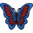 3.25" Red & Blue Colors Butterfly Wings Animal Patch