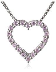 Sterling Silver Cubic Zirconia Heart Pendant Necklace, 18"