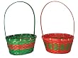 Club Pack of 36 Oval Red and Green Christmas Wicker Baskets 10"