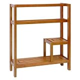 Tiki Towel wooden bathroom Shelf - Natural - tropical style