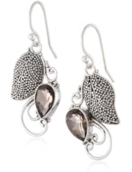 Sterling Silver Balinese with 9X6 Pear Shape Gemstone Dangle Earrings (2.20 Cttw)