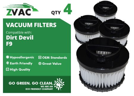 Dirt Devil F9 Vacuum HEPA Filter - 4 Pack - Similar to Dirt Devil Part # 3DJ0360000, 2DJ0360000 - Made by ZVac