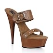 5 3/4 Inch Sexy High Heel Shoes Faux Wood Grain Platform Slide Stud Detail