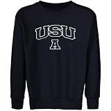 NCAA Utah State Aggies Youth Navy Blue Logo Arch Applique Crew Neck Fleece Sweatshirt