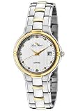 Men's Off White Textured Dial White Diamond Two Tone