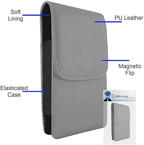 iTALKonline Vertu Ascent 2010 Black PREMIUM PU Leather Vertical Executive Side Pouch Case Cover Holster with Belt Loop Clip and Magnetic Closure