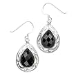 .925 Silver & Faceted Onyx Teardrop Earrings