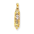 14k Two-tone Solid 3-Dimensional Mezuzah with Shin Pendant