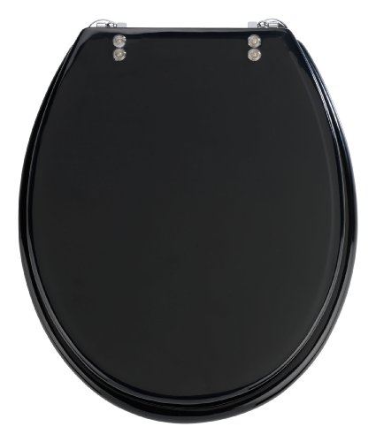 Wenko 18924100 WC-Sitz Tropic Black - verstellbare, rostfreie Edelstahlbefestigung, Polyresin, schwarz