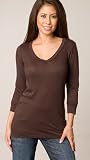 Splendid Coffee 3/4 Sleeve V-Neck Tee