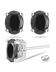 2.03 Cts Black Diamond Scroll Stud Earrings in 14K White Gold