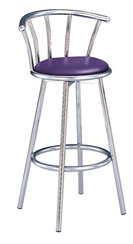 Set of 2 29H Retro Purple Swivel Chrome Barstools